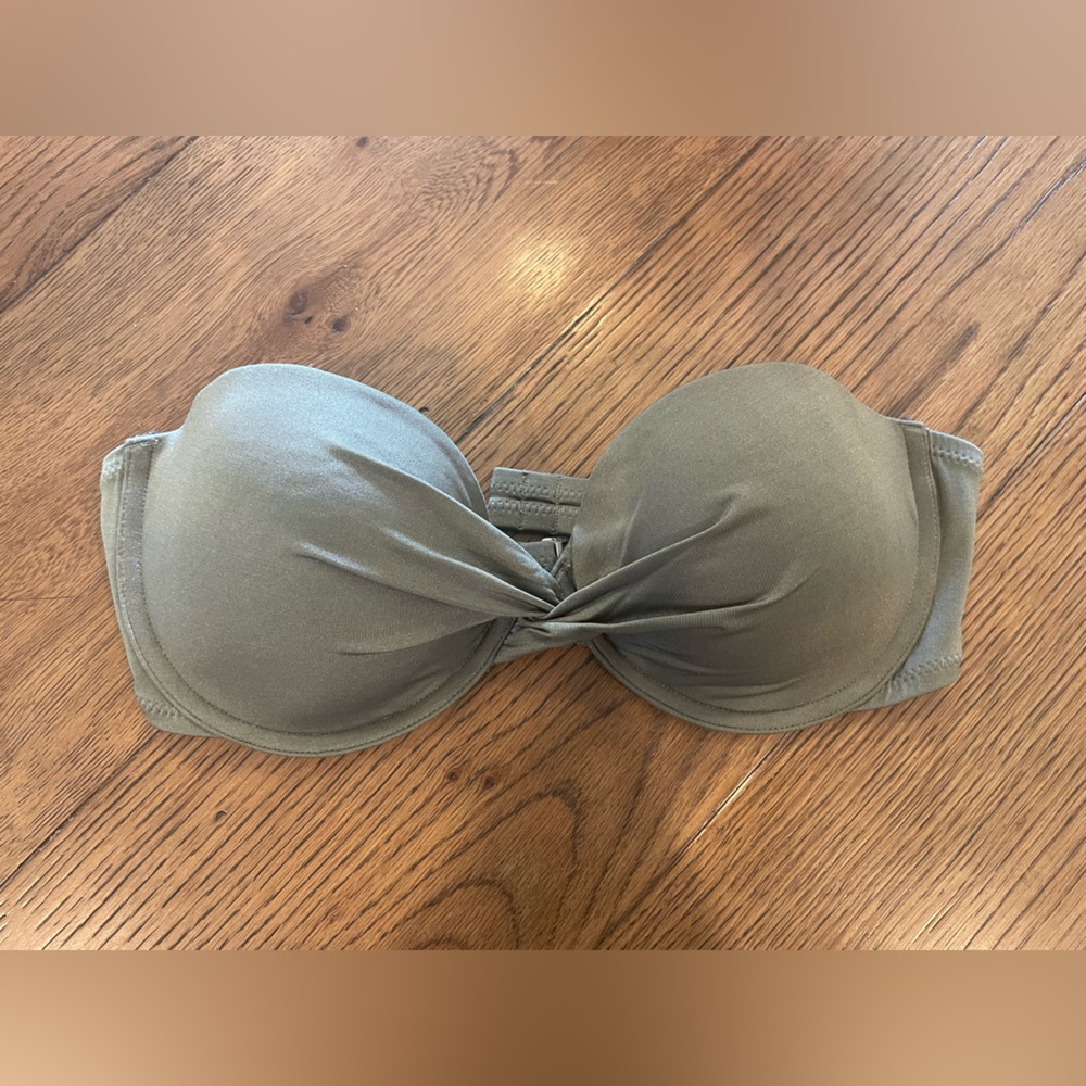 Abercrombie strapless bikini top green